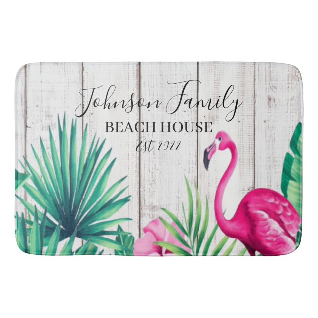 Tapete De Banheiro Tropical Floral Flamingo Family Name Beach House  (Frente)