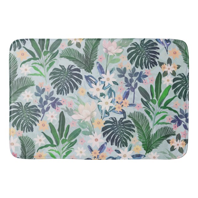 Tapete De Banheiro Tropical Foliage Floral Pattern (Frente)
