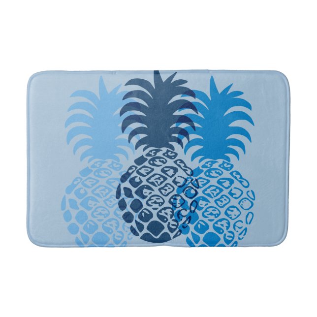 Tapete De Banheiro Tropical Hawaiana Momona Pineapple - Indigo (Frente)