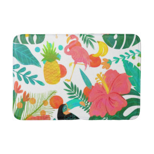 Tapete De Banheiro Tropical Vibes Folhas Florais Chic Verão