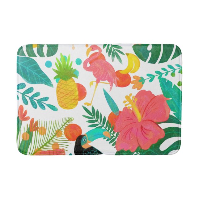 Tapete De Banheiro Tropical Vibes Folhas Florais Chic Verão (Frente)