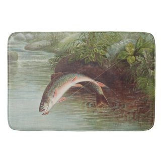 Tapete De Banheiro Truta Brook Pulando por Samuel Kilbourne (1874)