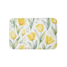 Tulipas Amarelas Pintura Floral Aquarela Botânica