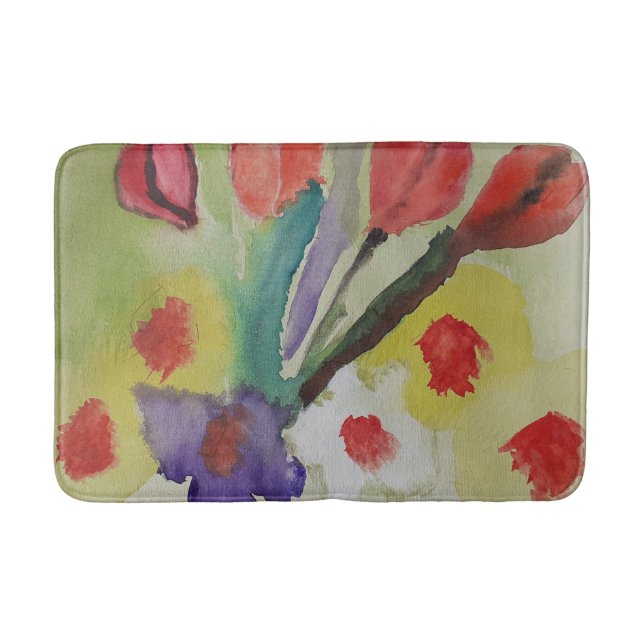 Tapete De Banheiro Tulipas de abstrato e Flores de Mola (Frente)