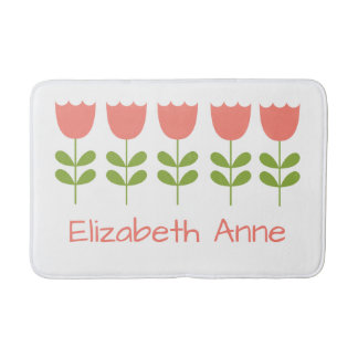 Tapete De Banheiro Tulipas rosa e verde personalizadas reversíveis