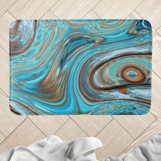 Tapete De Banheiro turquesa azul-de-fazenda Turquesas de madeira (farmhouse teal blue Woodgrain turquoise swirls Bath Mat)