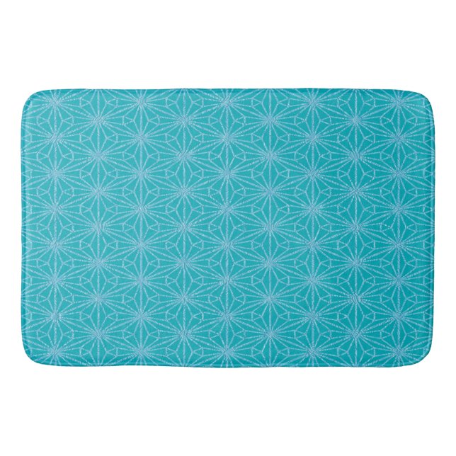 Tapete De Banheiro Turquesa Flores Bath Mat (Frente)