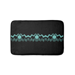 Tapete De Banheiro Turquesa Geométrica Trendy Tribal e Preto