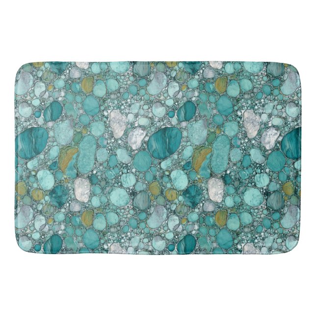 Tapete De Banheiro Turquesa Stones Bath Mat (Frente)