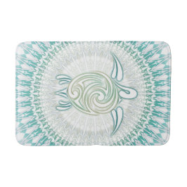 Tapete De Banheiro Turquesa Tartaruga Verde Mandala Marítima Costeira