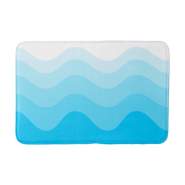Tapete De Banheiro Turquesa Wavey Stripe Moderna Bath Mat (Frente)