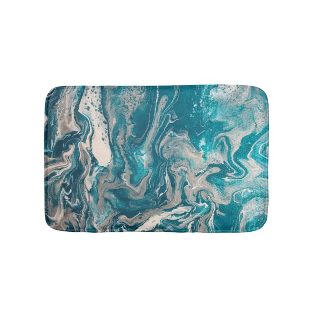 Tapete De Banheiro Turquoise Abstrato Bath Mat Pequeno (frente)