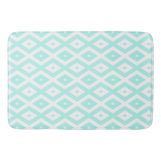 Tapete De Banheiro Turquoise and white diamond pattern (Frente)