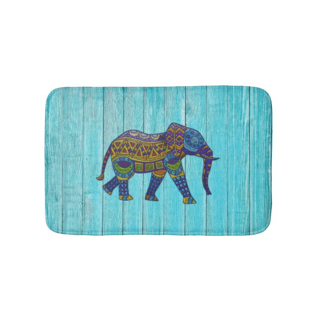 Tapete De Banheiro Turquoise Bohemian - Elefante Mosaico Bath Mat (frente)
