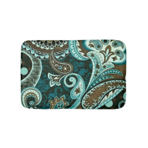 Tapete De Banheiro Turquoise Brown Vintage Paisley