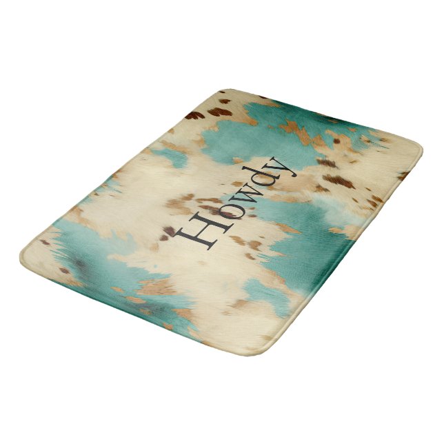 Tapete De Banheiro Turquoise Cream Dourada, Southwest Cowhide (Angulado)