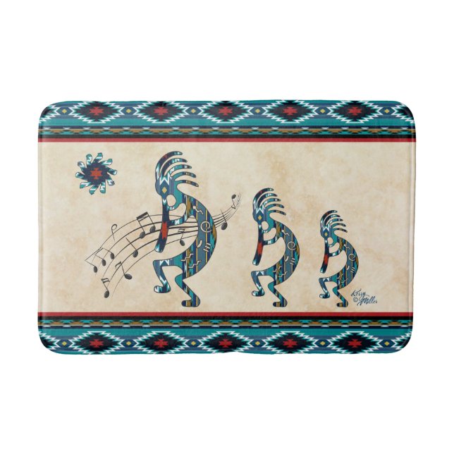 Tapete De Banheiro Turquoise Kokopelli Bath Mat (Frente)