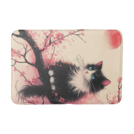 Tapete De Banheiro Tuxedo Cat sobre estética japonesa do florete de c