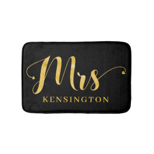 Tapete De Banheiro Typografia na moda Gold Foil Sra. Newlywing