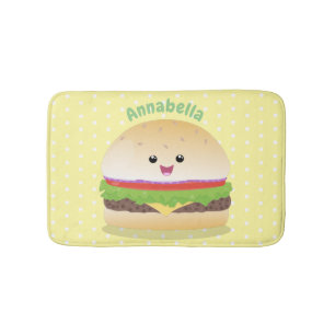 Tapete De Banheiro Um bonito e feliz desenho animado do hambúrguer ka