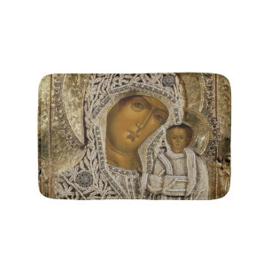 Tapete De Banheiro Um ícone que mostra o Virgin de Kazan