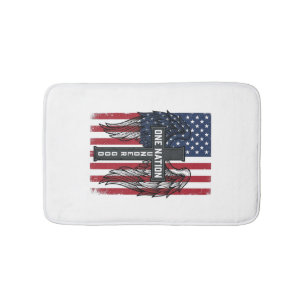 Tapete De Banheiro Uma Nação Sob Deus Camisa Patriótica Asas Cruz_1
