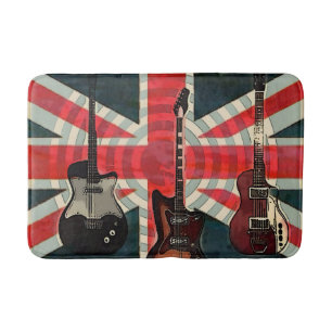 Tapete De Banheiro União Britânica Jack Flag Rock Roll Electric Guita