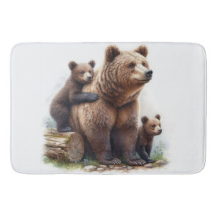 Tapete De Banheiro Urso Castanho com Dois Cubos
