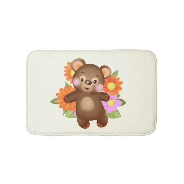 Tapete De Banheiro Urso com flores (frente)