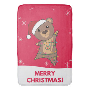 Tapete De Banheiro Urso Feliz Natal Animais de inverno Ursos Bath Mat