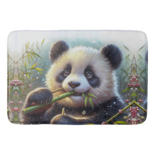 Tapete De Banheiro Urso Panda Adorável Comendo Bambu