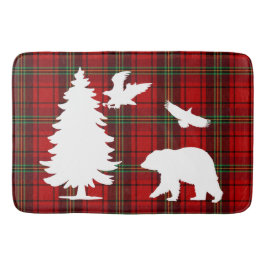 Tapete De Banheiro Urso-Pinheiro Águia Vermelho Preto