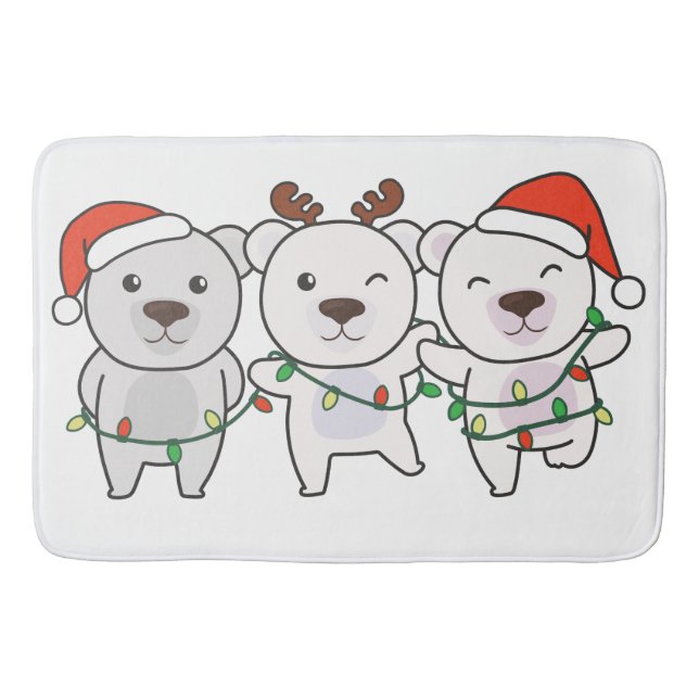 Tapete De Banheiro Urso Polar Animais de Natal Curiosos (Frente)