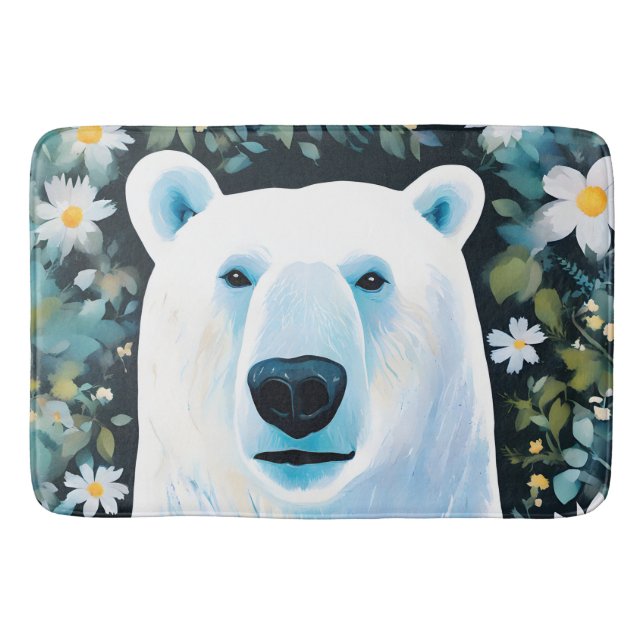 Tapete De Banheiro Urso Polar Floral (Frente)