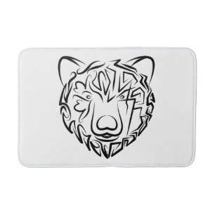Tapete De Banheiro Urso Tribal Negro e Branco