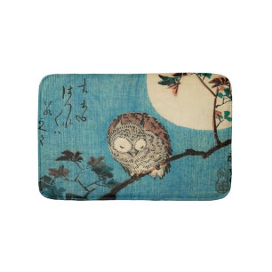 Tapete De Banheiro Utagawa Hiroshige - Coruja Chifre na Fileira Maple