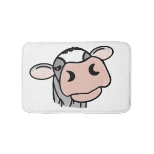 Tapete De Banheiro vaca de desenho animado preto branco rosa beijo ci