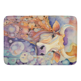 Tapete De Banheiro Vaca em Aquarela Bubbly Soft