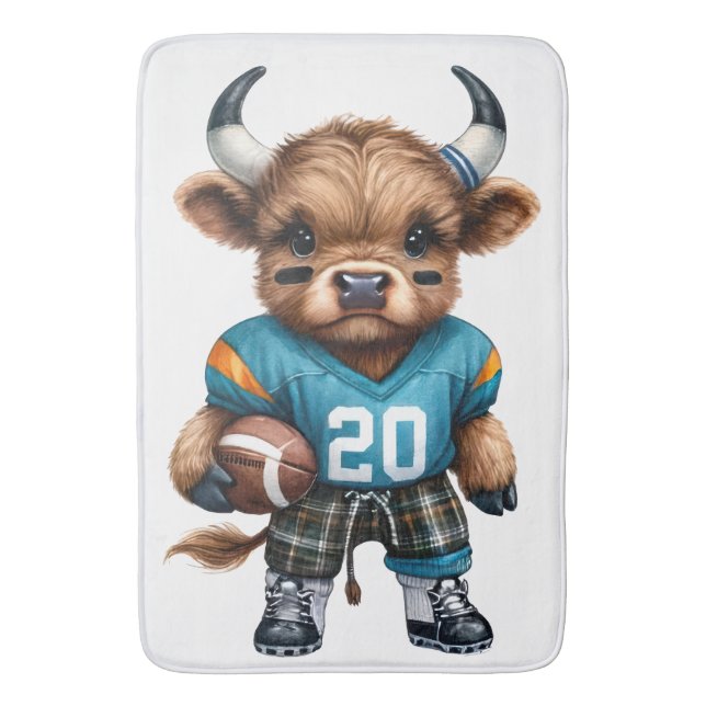 Tapete De Banheiro Vacas e Futebol das Highland (Frente Vertical)