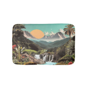 Tapete De Banheiro Vale Tropical Surrealista com Cachoeiras
