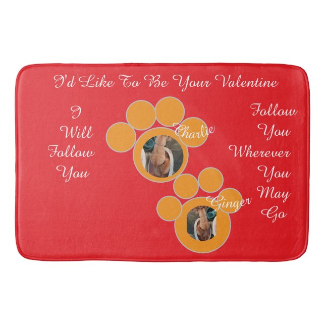 Tapete De Banheiro Valentine's Cat Pawprint Humor Cat Photo (Frente)