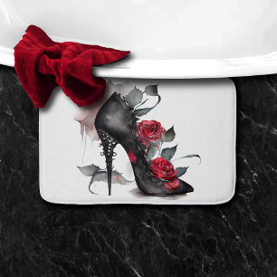 Tapete De Banheiro Vampy Spiked Stiletto Rosa vermelha de salto alt