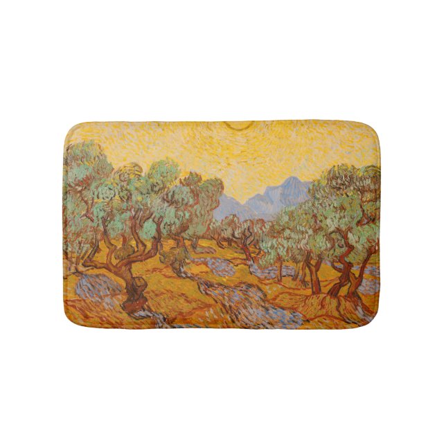 Tapete De Banheiro Van Gogh Olive Trees Yellow Sun Sky (frente)