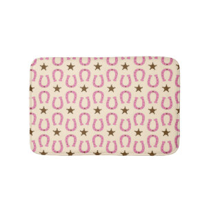 Tapete De Banheiro Vaqueira Pink Sapatilha de Cavalo Estrela Xerife P