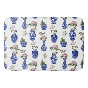 Tapete De Banheiro Vasos e flores azuis de Chinoiserie