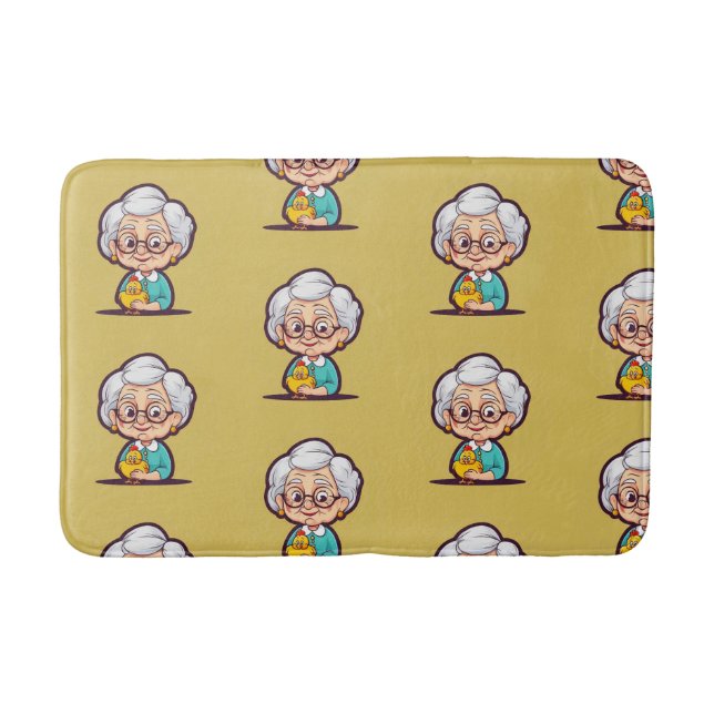 Tapete De Banheiro Velha senhora com frango (Frente)