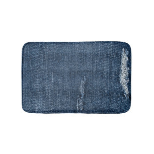 Tapete De Banheiro Velho denim rasgado: textura jeans.
