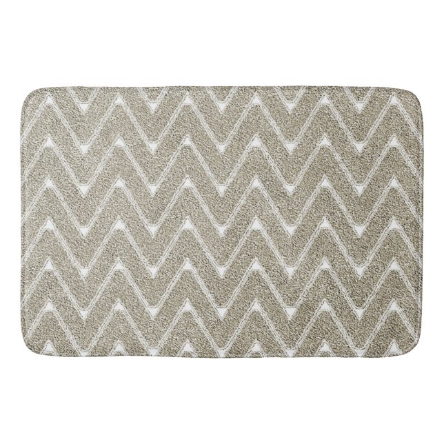 Tapete De Banheiro Velvety Sand Brown Chevron Patterno (Frente)