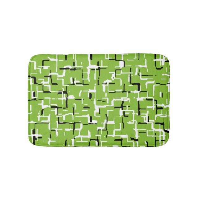 Tapete De Banheiro Verde/Branco/Preto Alegre Moderno (frente)
