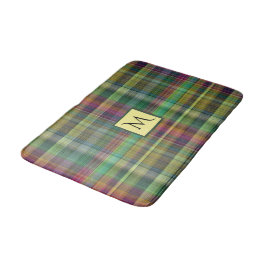 Tapete De Banheiro Verde do rosa do amarelo do Tartan da xadrez